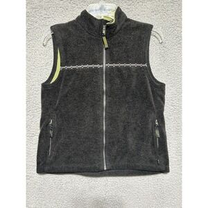 Horny Toad‎ Vest Womens L Sherpa Fleece Wool Full Zip Mock Sleeveless Gray Green